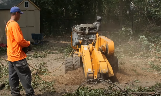 stump removal using a machine